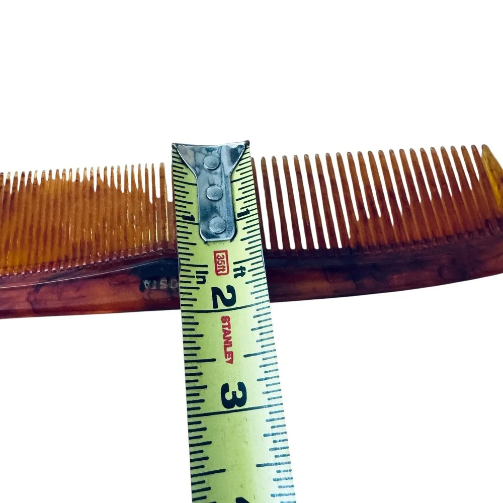 Vintage Faux Tortoise Shell Hair Comb Amber Brown Marbled 9 Inch Retro Grooming